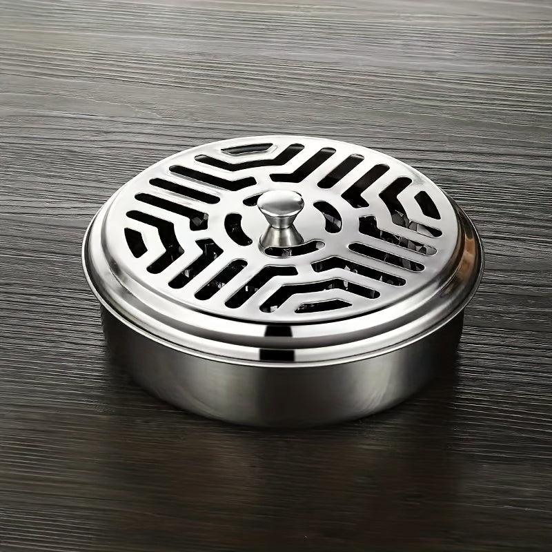 Stainless Steel Mosquito Coil Box with Sandalwood Cover