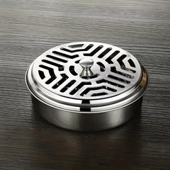 Stainless Steel Mosquito Coil Box with Sandalwood Cover