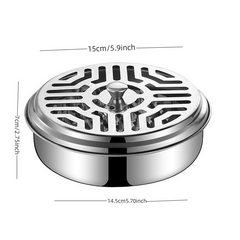 Stainless Steel Mosquito Coil Box with Sandalwood Cover