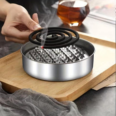 Stainless Steel Mosquito Coil Box with Sandalwood Cover