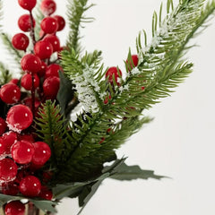 3pcs Christmas Berry Artificial Flowers Pine Grass Red Fruits Xmas Decor