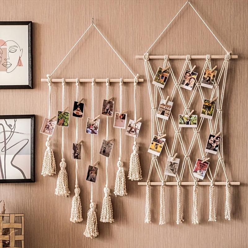 Bohemian Macrame Woven Tapestry Tassel Photo Wall Decor