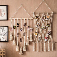 Bohemian Macrame Woven Tapestry Tassel Photo Wall Decor