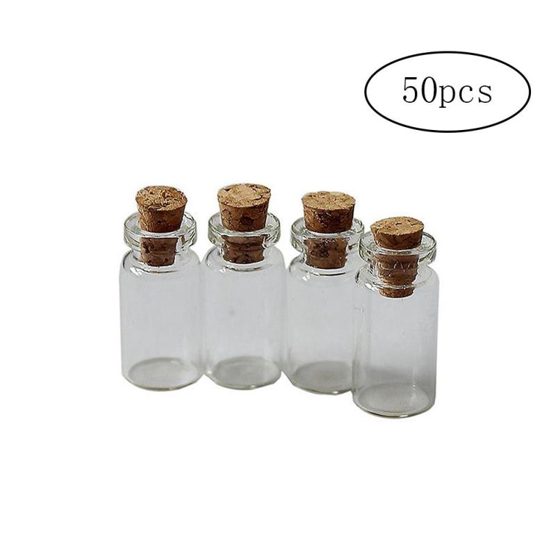 50pcs 1ml Mini Glass Bottles with Cork Stoppers, DIY Arts & Crafts Jar Vials