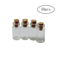 50pcs 1ml Mini Glass Bottles with Cork Stoppers, DIY Arts & Crafts Jar Vials