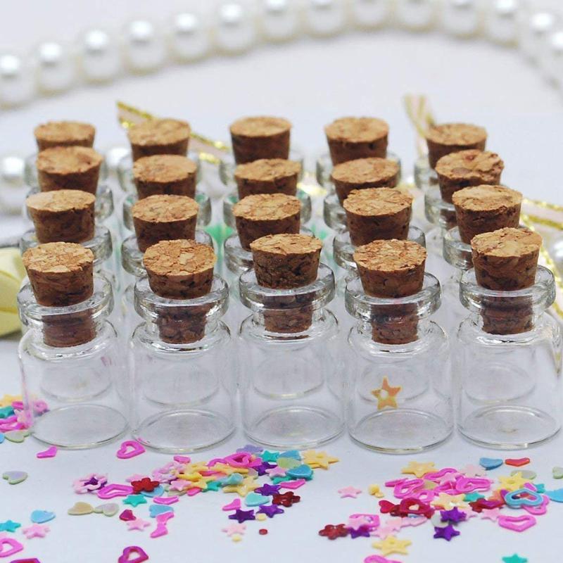 50pcs 1ml Mini Glass Bottles with Cork Stoppers, DIY Arts & Crafts Jar Vials