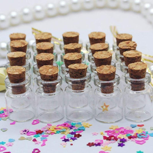 50pcs 1ml Mini Glass Bottles with Cork Stoppers, DIY Arts & Crafts Jar Vials