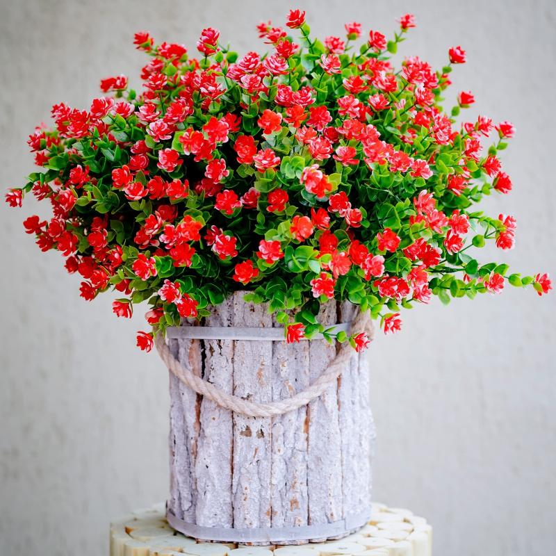 4pcs Faux Plastic Greenery UV Resistant Boxwood Plants Indoor Outdoor Hanging