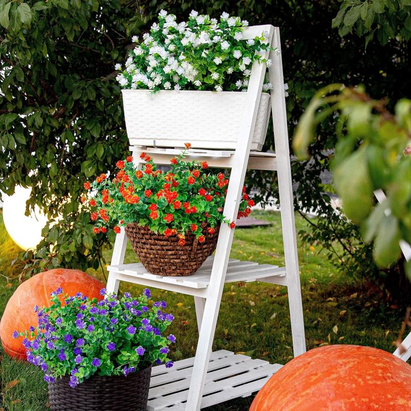 4pcs Faux Plastic Greenery UV Resistant Boxwood Plants Indoor Outdoor Hanging