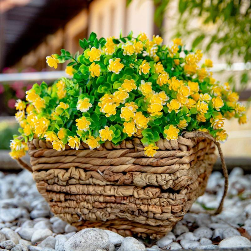 4pcs Faux Plastic Greenery UV Resistant Boxwood Plants Indoor Outdoor Hanging