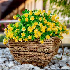 4pcs Faux Plastic Greenery UV Resistant Boxwood Plants Indoor Outdoor Hanging