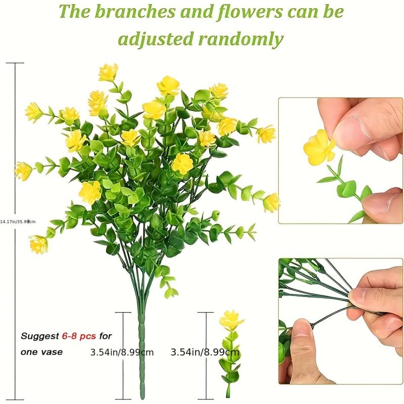 4pcs Faux Plastic Greenery UV Resistant Boxwood Plants Indoor Outdoor Hanging
