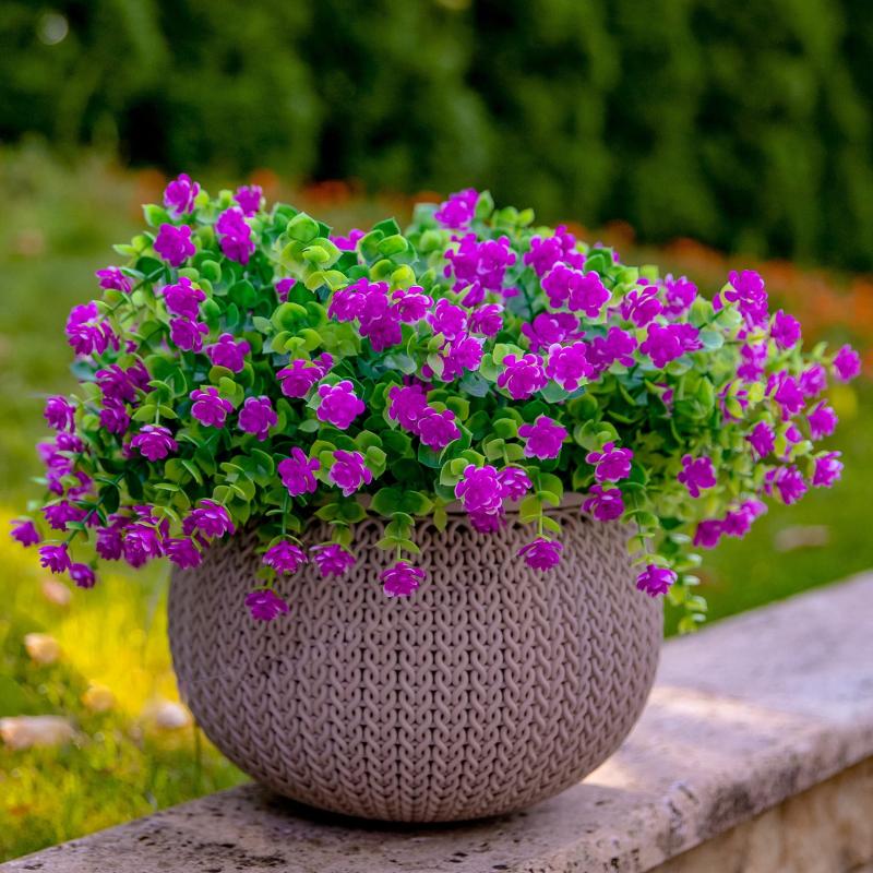 4pcs Faux Plastic Greenery UV Resistant Boxwood Plants Indoor Outdoor Hanging
