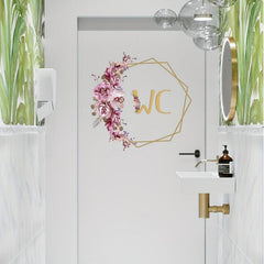 Vibrant Flower Door Sticker for Bathroom and Toilet Wall Decor