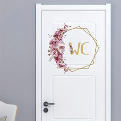Vibrant Flower Door Sticker for Bathroom and Toilet Wall Decor
