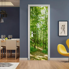 2pcs Forest Green Door Stickers PVC Waterproof 30.3 x 78.7