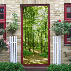 2pcs Forest Green Door Stickers PVC Waterproof 30.3 x 78.7