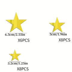 22pcs Star Mirror Wall Sticker Adhesive Decorative Mirror for Home Decor