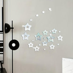 22pcs Star Mirror Wall Sticker Adhesive Decorative Mirror for Home Decor