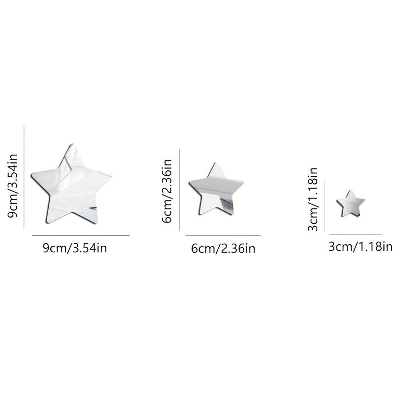 22pcs Star Mirror Wall Sticker Adhesive Decorative Mirror for Home Decor