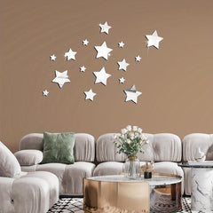 22pcs Star Mirror Wall Sticker Adhesive Decorative Mirror for Home Decor