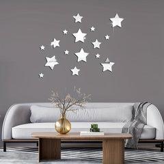 22pcs Star Mirror Wall Sticker Adhesive Decorative Mirror for Home Decor