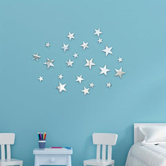 22pcs Star Mirror Wall Sticker Adhesive Decorative Mirror for Home Decor