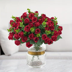 1pc Artificial Red Rose Wedding Flower Faux Realistic Simulation DIY Craft Bouqu