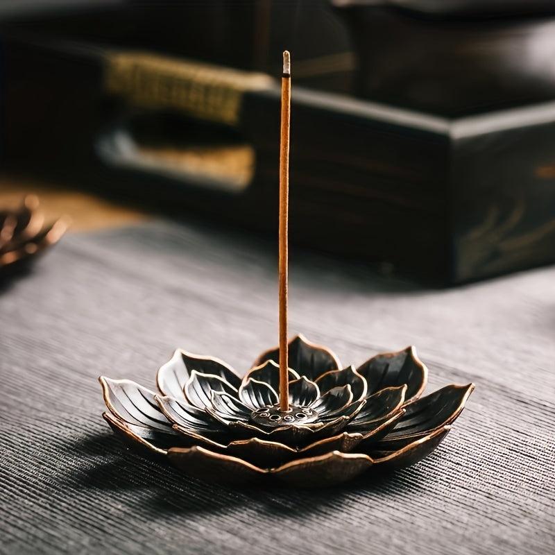 Brass Lotus Incense Burner Aroma Diffuser with Ashtray