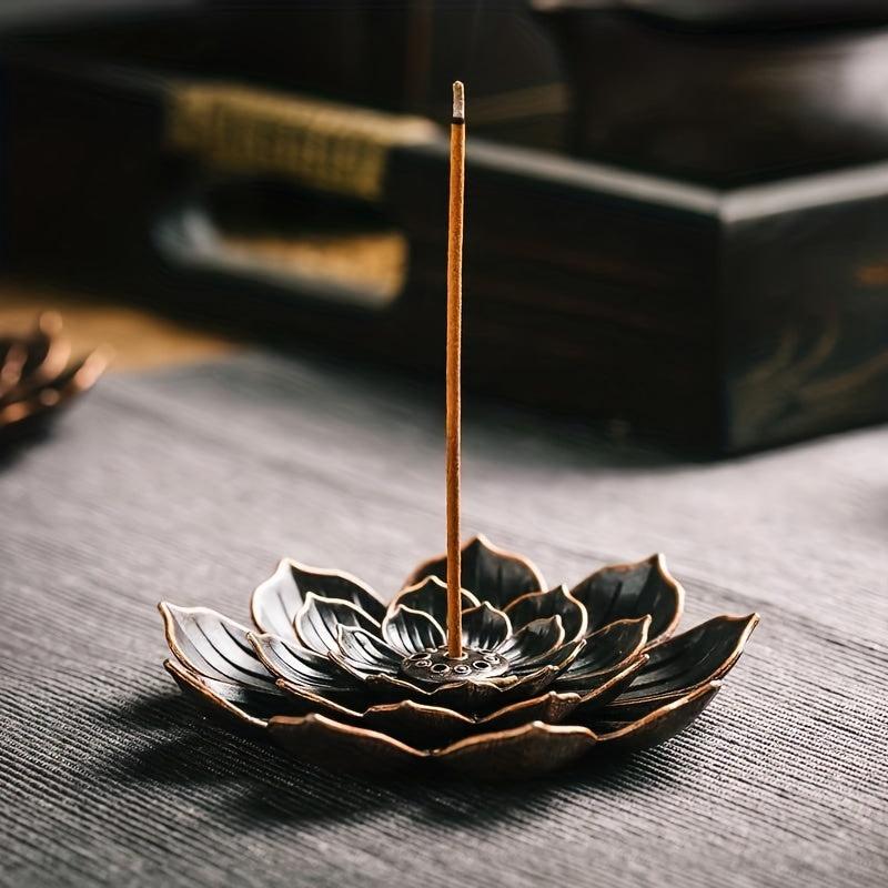 Brass Lotus Incense Burner Aroma Diffuser with Ashtray
