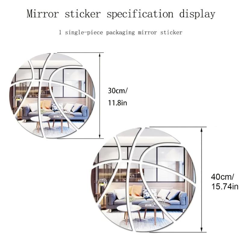 1pc DIY Basketball Soccer Tennis Mirror Sticker Bedroom Wall Decoration