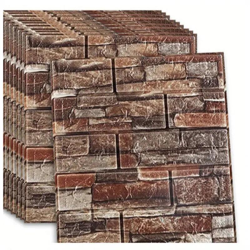 10pcs 3D Wallpapers Waterproof Bedroom Panels Sticker Retro Decor