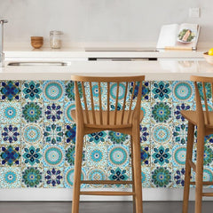 10pcs Retro Green Tile Sticker Waterproof Self Adhesive Wall Decor