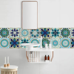 10pcs Retro Green Tile Sticker Waterproof Self Adhesive Wall Decor