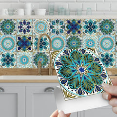 10pcs Retro Green Tile Sticker Waterproof Self Adhesive Wall Decor