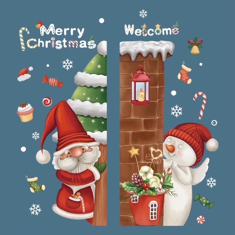 2pcs Santa Snowman Kitchen Background Stickers 11.8''x23.6''