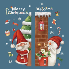 2pcs Santa Snowman Kitchen Background Stickers 11.8''x23.6''