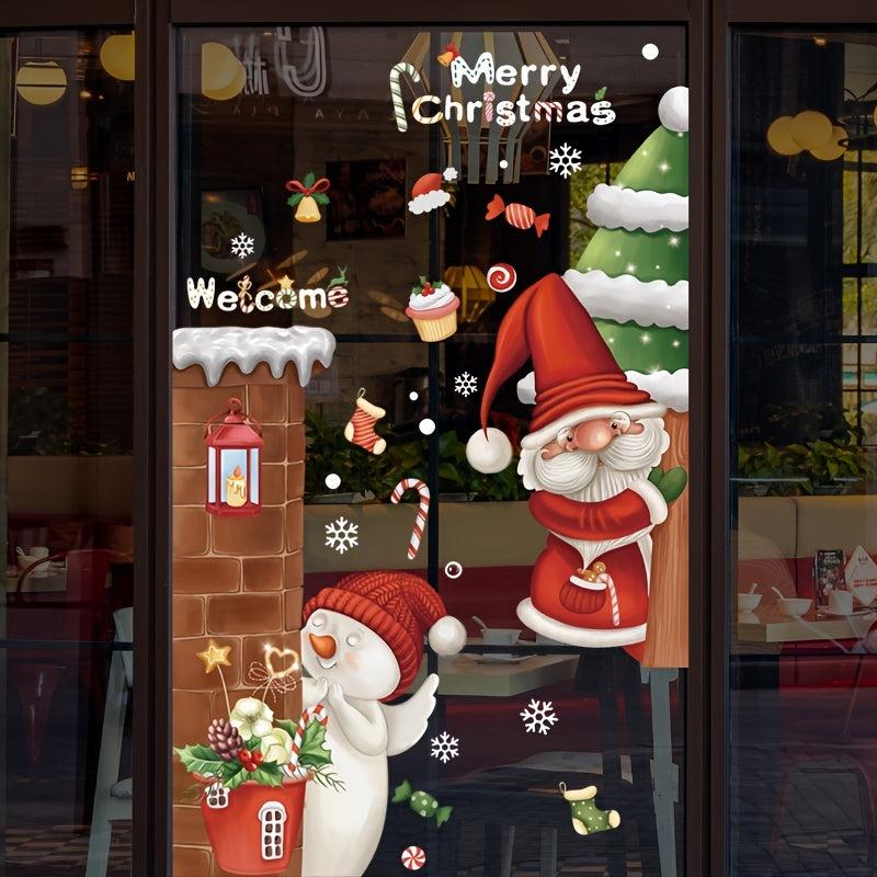 2pcs Santa Snowman Kitchen Background Stickers 11.8''x23.6''
