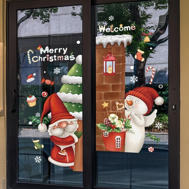 2pcs Santa Snowman Kitchen Background Stickers 11.8''x23.6''