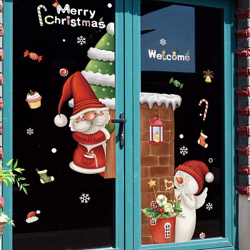 2pcs Santa Snowman Kitchen Background Stickers 11.8''x23.6''