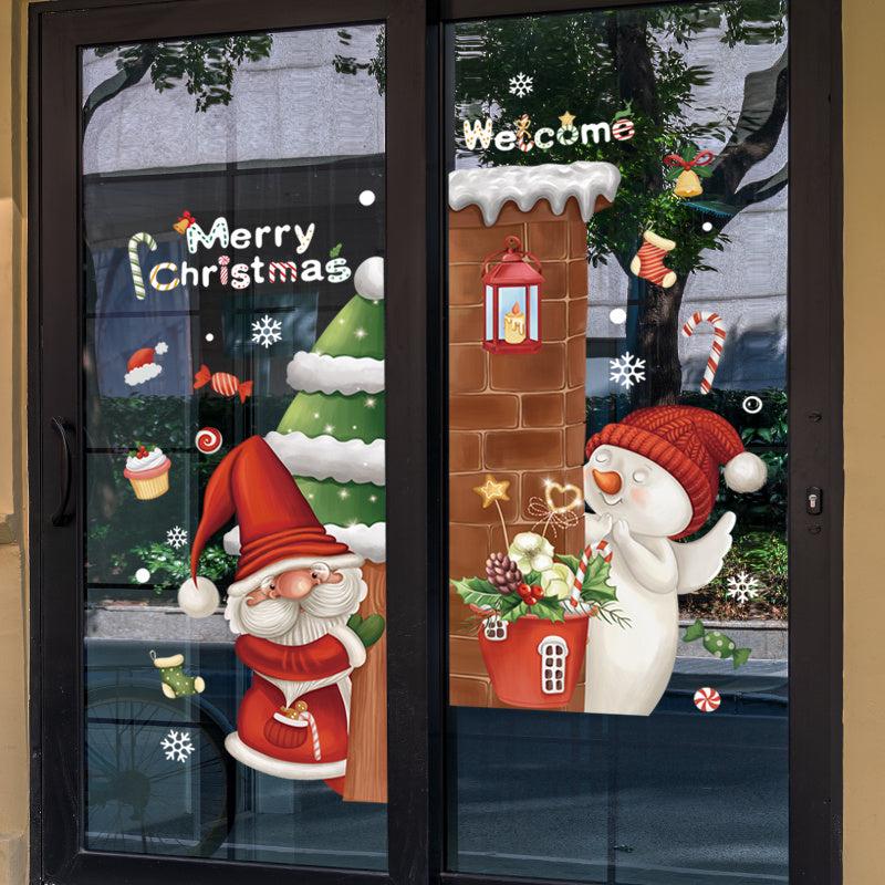 2pcs Santa Snowman Kitchen Background Stickers 11.8''x23.6''