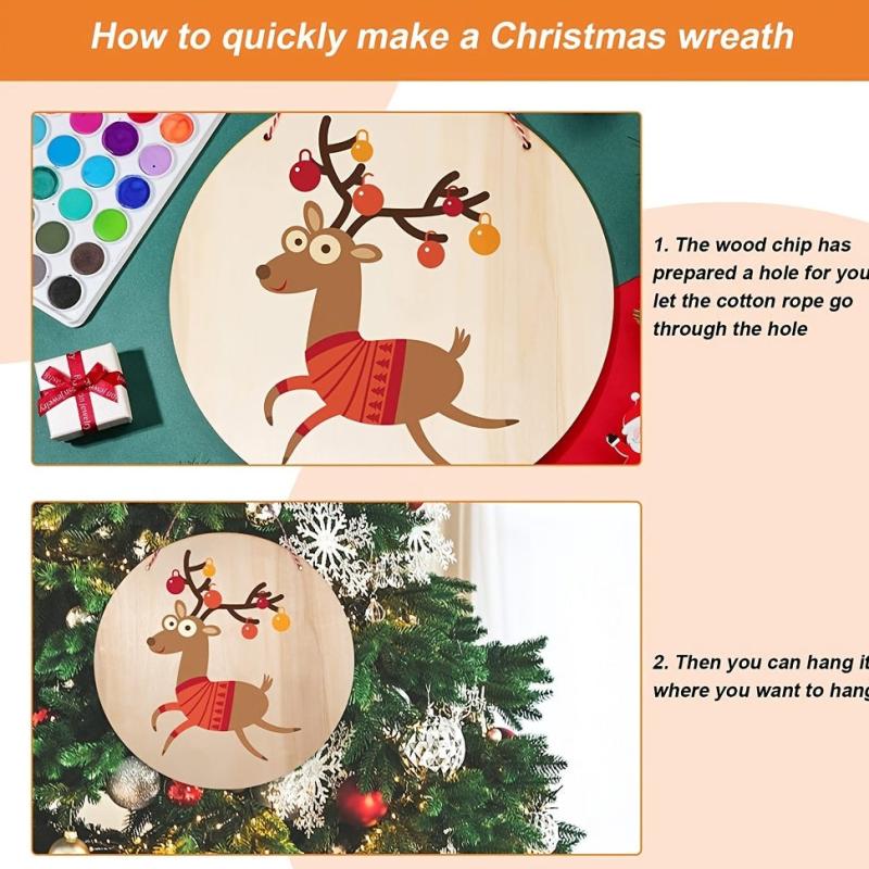 3pcs 29.97cm Wood Circles Crafts DIY Door Hanger Wood Burning