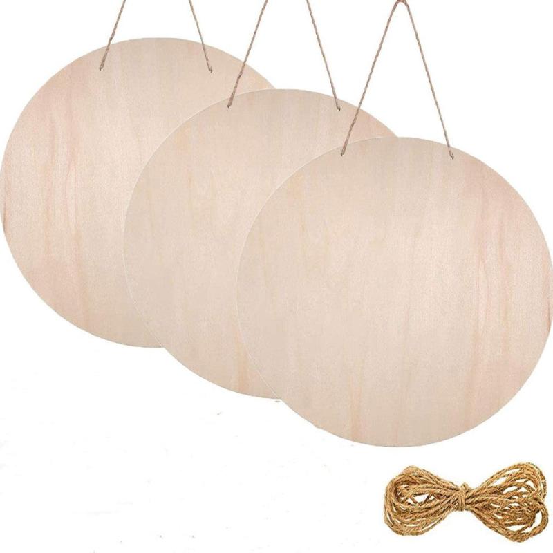 3pcs 29.97cm Wood Circles Crafts DIY Door Hanger Wood Burning