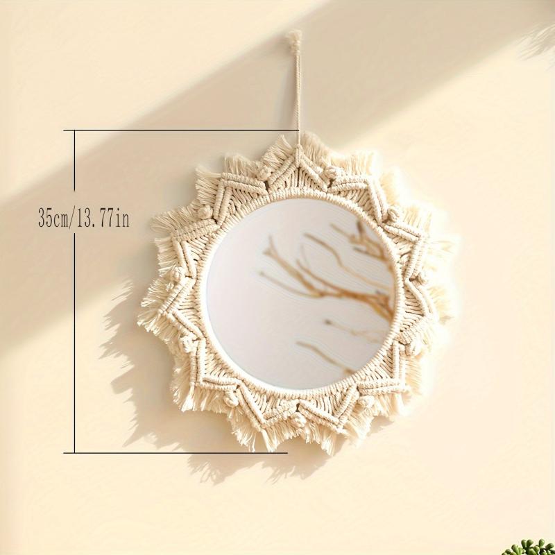 Bohemian Handwoven Tapestry Mirror Wall Decoration Hanging Ornament