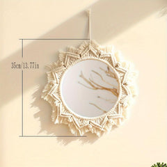 Bohemian Handwoven Tapestry Mirror Wall Decoration Hanging Ornament