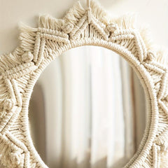 Bohemian Handwoven Tapestry Mirror Wall Decoration Hanging Ornament