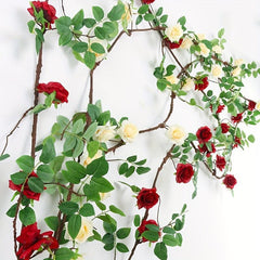 1pc Artificial Rose Vine Plastic Plant Vine Hanging Home Garden Decor
