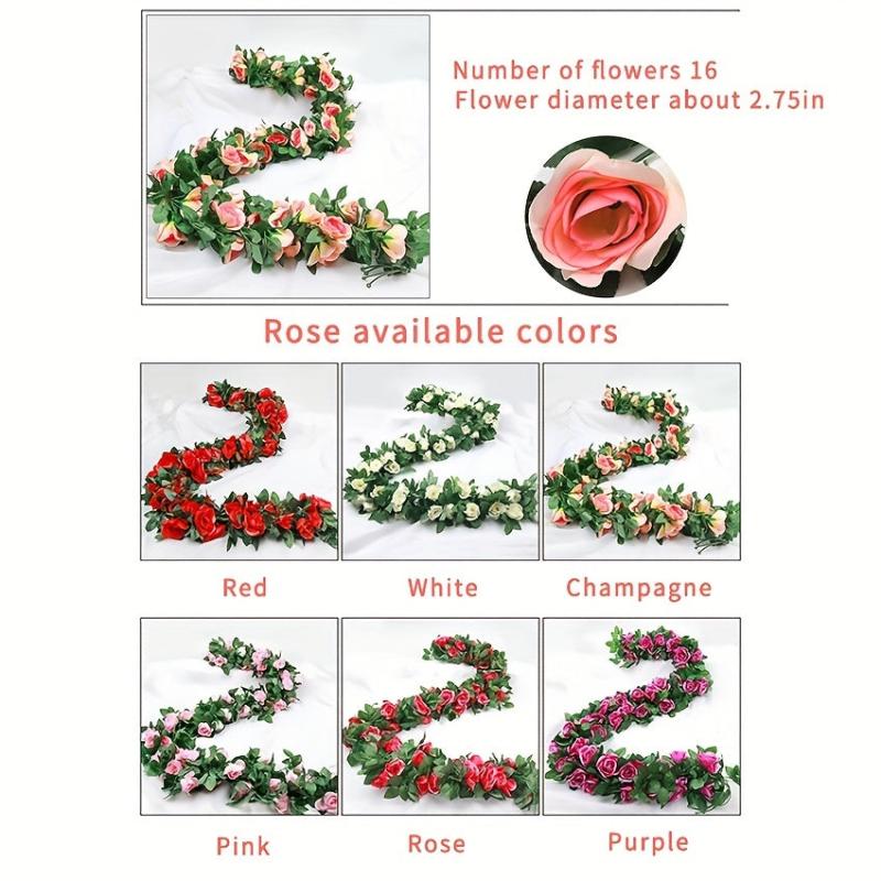 1pc Artificial Rose Vine Plastic Plant Vine Hanging Home Garden Decor
