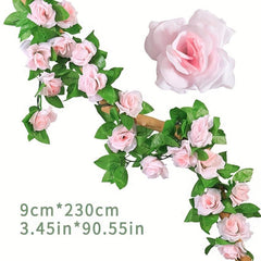 1pc Artificial Rose Vine Plastic Plant Vine Hanging Home Garden Decor