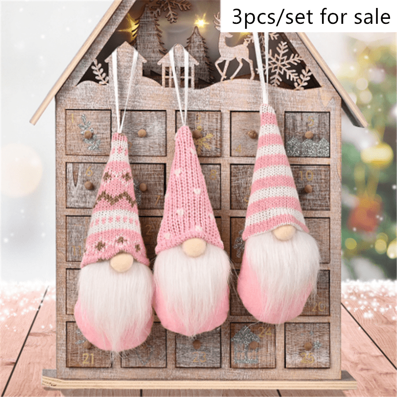 3pcs Forest Old Man Xmas Doll Tree Pendant Christmas Decoration Gnome Set